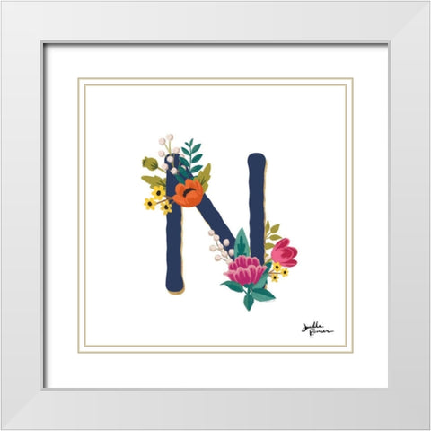 Romantic Luxe N Navy White Modern Wood Framed Art Print with Double Matting by Penner, Janelle