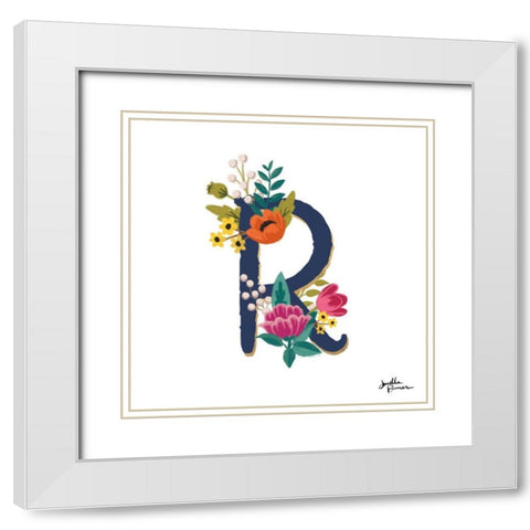 Romantic Luxe R Navy White Modern Wood Framed Art Print with Double Matting by Penner, Janelle