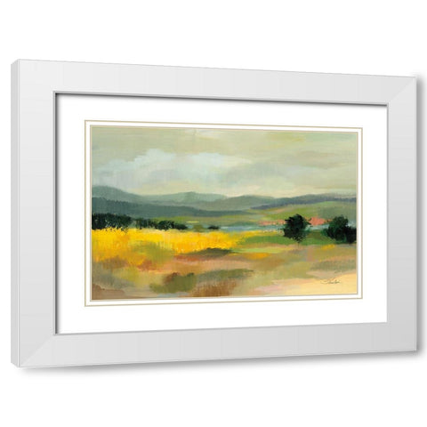 Sunflower Field White Modern Wood Framed Art Print with Double Matting by Vassileva, Silvia