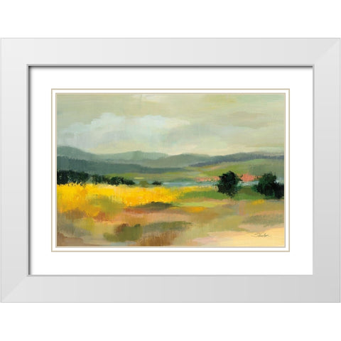 Sunflower Field White Modern Wood Framed Art Print with Double Matting by Vassileva, Silvia