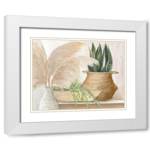 Grasses and Greens White Modern Wood Framed Art Print with Double Matting by Purinton, Julia