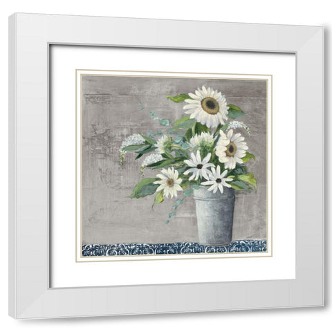 Late Summer Bouquet II Rustic White Modern Wood Framed Art Print with Double Matting by Purinton, Julia