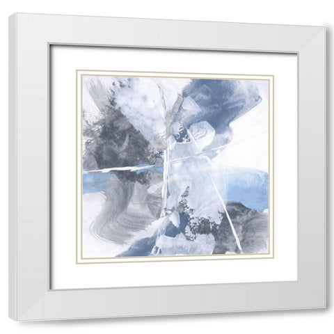 White Line Blues IV White Modern Wood Framed Art Print with Double Matting by Paschke, Chris