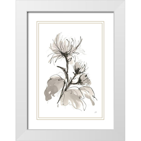 Chrysanthemum I White Modern Wood Framed Art Print with Double Matting by Paschke, Chris