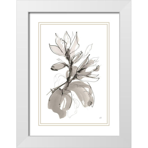 Magnolia I White Modern Wood Framed Art Print with Double Matting by Paschke, Chris