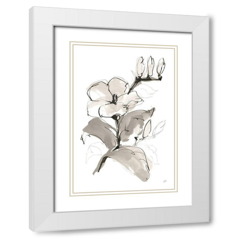 Magnolia II White Modern Wood Framed Art Print with Double Matting by Paschke, Chris