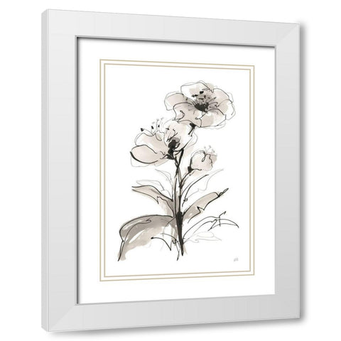 Poppy I White Modern Wood Framed Art Print with Double Matting by Paschke, Chris