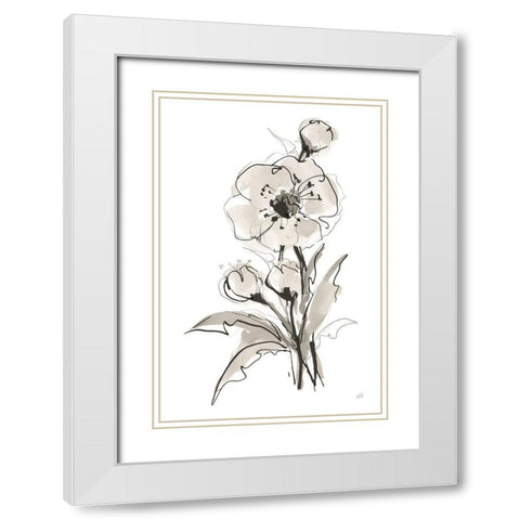 Poppy II White Modern Wood Framed Art Print with Double Matting by Paschke, Chris