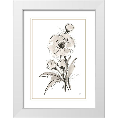 Poppy II White Modern Wood Framed Art Print with Double Matting by Paschke, Chris