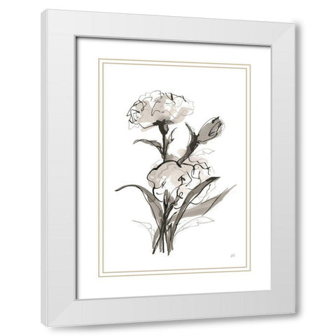 Carnation II White Modern Wood Framed Art Print with Double Matting by Paschke, Chris