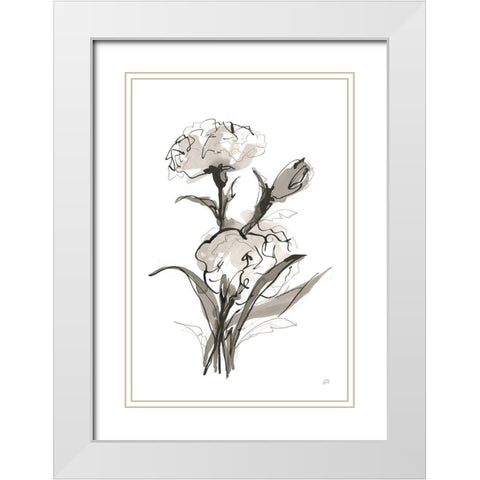 Carnation II White Modern Wood Framed Art Print with Double Matting by Paschke, Chris