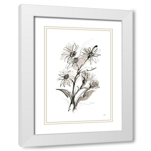 Daisy I White Modern Wood Framed Art Print with Double Matting by Paschke, Chris