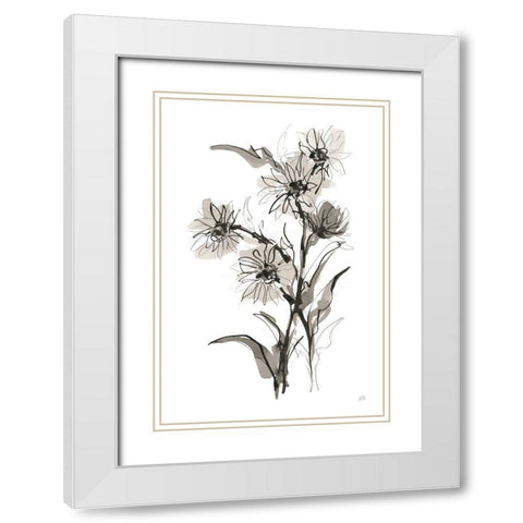 Daisy II White Modern Wood Framed Art Print with Double Matting by Paschke, Chris