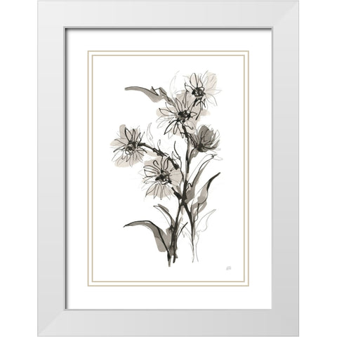 Daisy II White Modern Wood Framed Art Print with Double Matting by Paschke, Chris