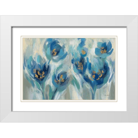 Blue Fairy Tale Floral III White Modern Wood Framed Art Print with Double Matting by Vassileva, Silvia