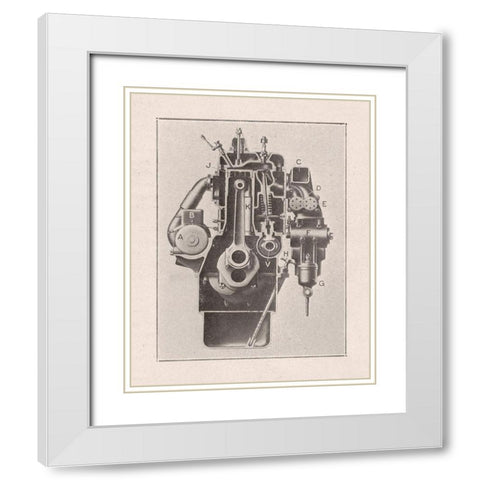 French Engine I White Modern Wood Framed Art Print with Double Matting by Wild Apple Portfolio