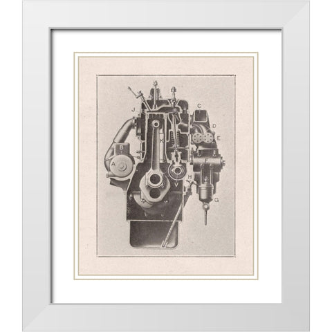 French Engine I White Modern Wood Framed Art Print with Double Matting by Wild Apple Portfolio