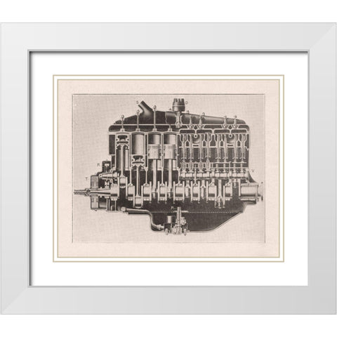 French Engine III White Modern Wood Framed Art Print with Double Matting by Wild Apple Portfolio