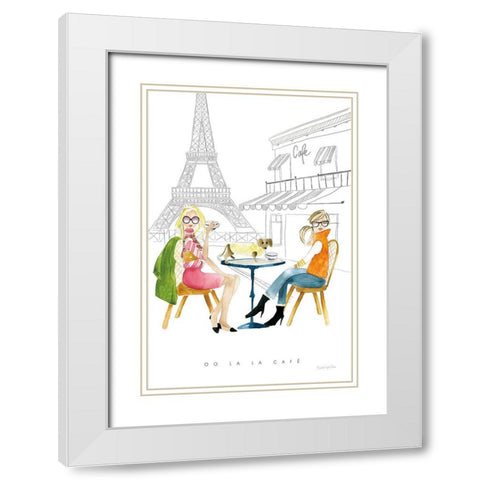 Paris Girlfriends III White Modern Wood Framed Art Print with Double Matting by Charro, Mercedes Lopez