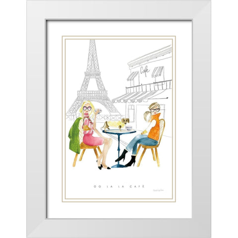 Paris Girlfriends III White Modern Wood Framed Art Print with Double Matting by Charro, Mercedes Lopez
