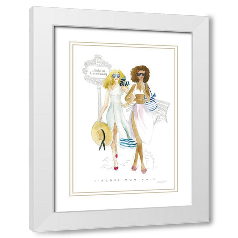Paris Girlfriends IV White Modern Wood Framed Art Print with Double Matting by Charro, Mercedes Lopez