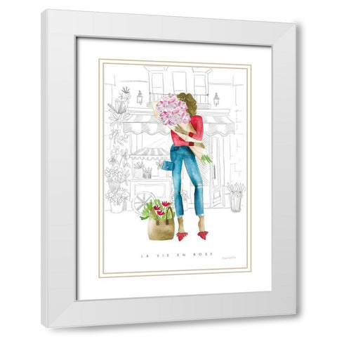 Paris Girlfriends V White Modern Wood Framed Art Print with Double Matting by Charro, Mercedes Lopez