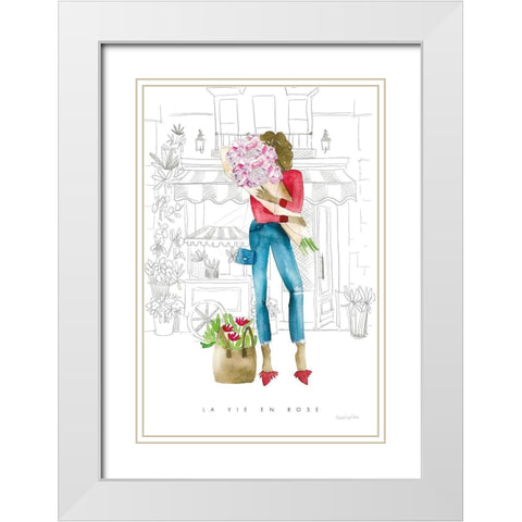 Paris Girlfriends V White Modern Wood Framed Art Print with Double Matting by Charro, Mercedes Lopez