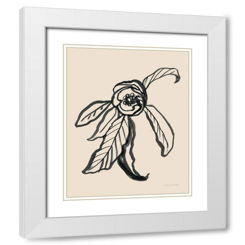 Ink Sketch Flower White Modern Wood Framed Art Print with Double Matting by Miller, Sara Zieve