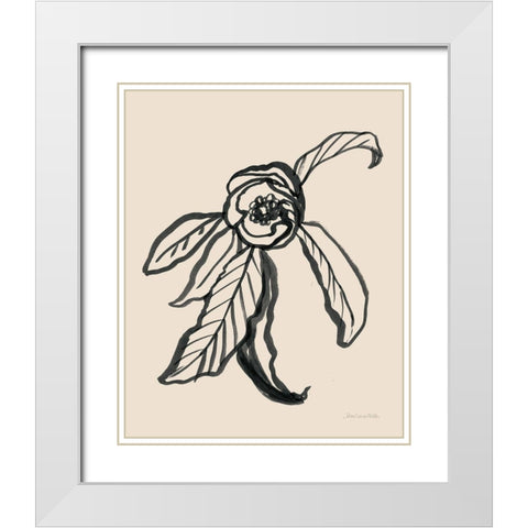 Ink Sketch Flower White Modern Wood Framed Art Print with Double Matting by Miller, Sara Zieve