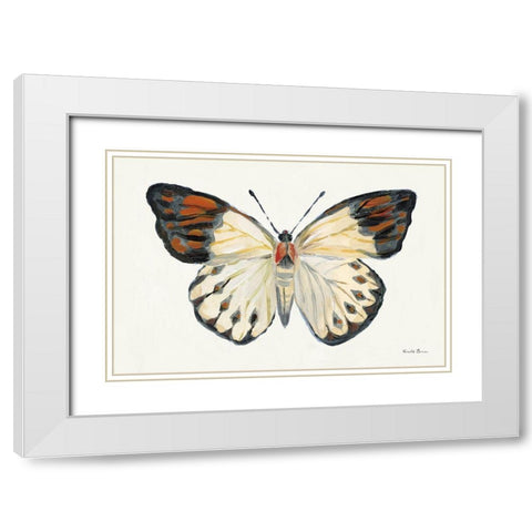 Butterfly Study I White Modern Wood Framed Art Print with Double Matting by Zaman, Farida