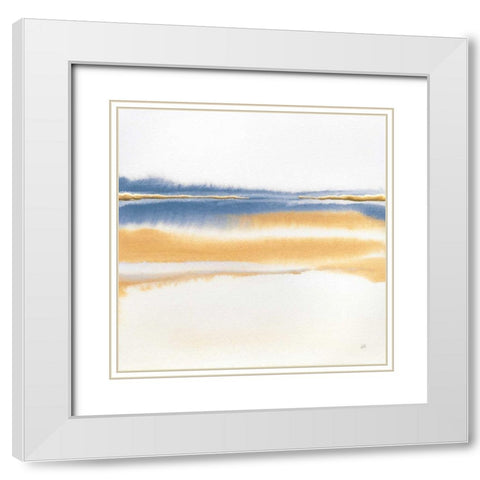 Blue and Orange II White Modern Wood Framed Art Print with Double Matting by Paschke, Chris