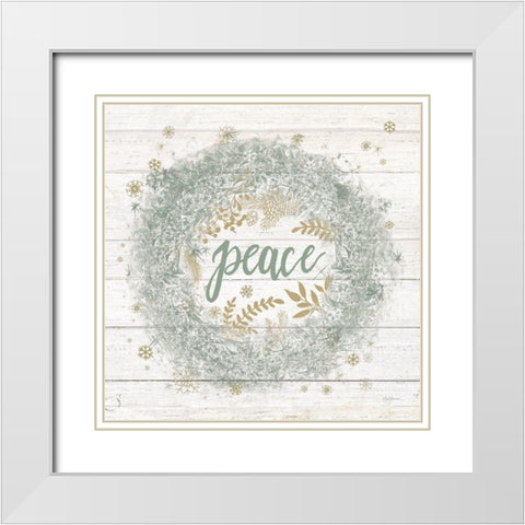 Frosty Peace Sage White Modern Wood Framed Art Print with Double Matting by Urban, Mary