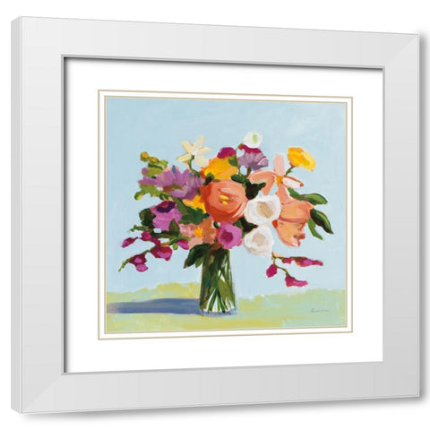 August Blooms White Modern Wood Framed Art Print with Double Matting by Munger, Pamela