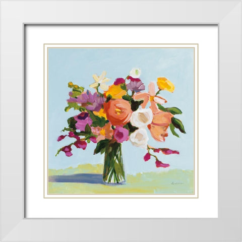 August Blooms White Modern Wood Framed Art Print with Double Matting by Munger, Pamela