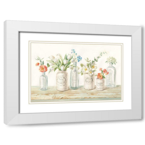 Marmalade Flowers I White Modern Wood Framed Art Print with Double Matting by Nai, Danhui