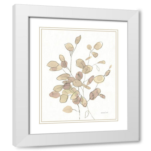 Transparent Leaves White Modern Wood Framed Art Print with Double Matting by Nai, Danhui