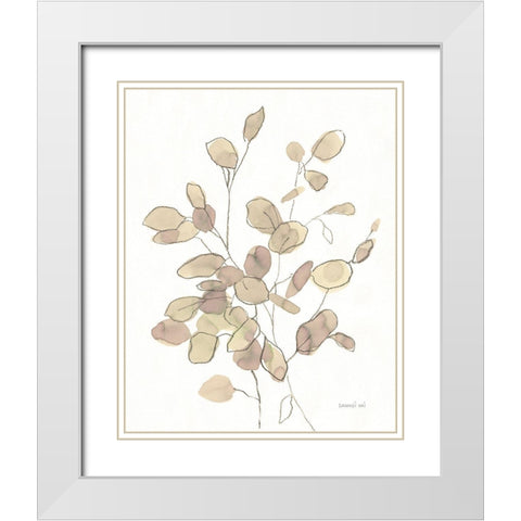 Transparent Leaves White Modern Wood Framed Art Print with Double Matting by Nai, Danhui