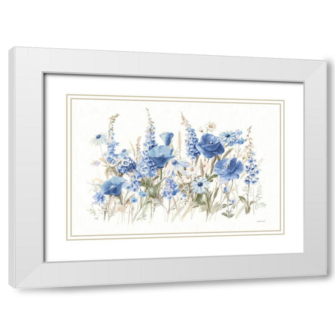 Wildflowers in Bloom I Blue White Modern Wood Framed Art Print with Double Matting by Nai, Danhui