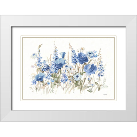 Wildflowers in Bloom I Blue White Modern Wood Framed Art Print with Double Matting by Nai, Danhui