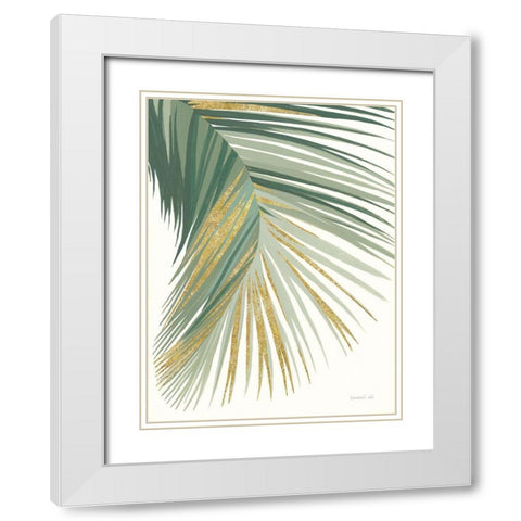 Retro Big Leaf II Green Gold White Modern Wood Framed Art Print with Double Matting by Nai, Danhui