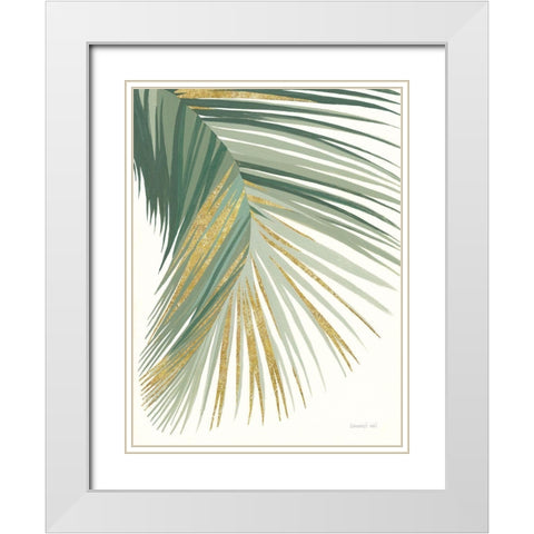 Retro Big Leaf II Green Gold White Modern Wood Framed Art Print with Double Matting by Nai, Danhui