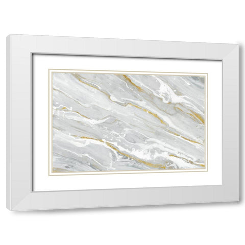 Going with the Flow Neutral White Modern Wood Framed Art Print with Double Matting by Hristova, Albena