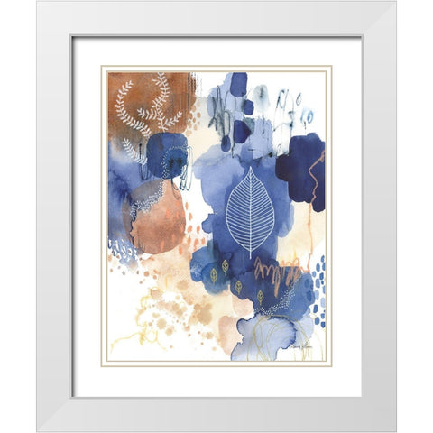 Indigo Bliss II White Modern Wood Framed Art Print with Double Matting by Horn, Laura