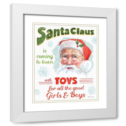 Santa Signs II White Modern Wood Framed Art Print with Double Matting by Grove, Beth