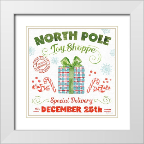 Santa Signs IV White Modern Wood Framed Art Print with Double Matting by Grove, Beth