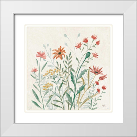 Wildflower Vibes II White Modern Wood Framed Art Print with Double Matting by Penner, Janelle