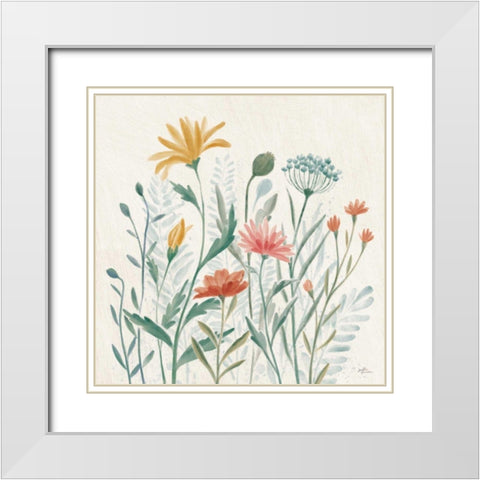 Wildflower Vibes III White Modern Wood Framed Art Print with Double Matting by Penner, Janelle