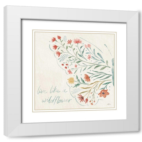 Wildflower Vibes VI White Modern Wood Framed Art Print with Double Matting by Penner, Janelle