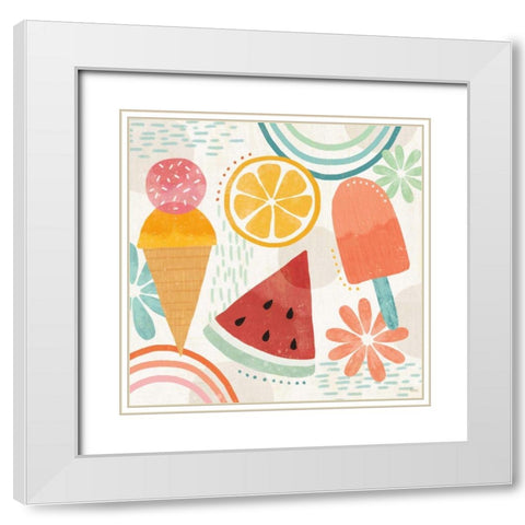 Sweet Summer I White Modern Wood Framed Art Print with Double Matting by Charron, Veronique