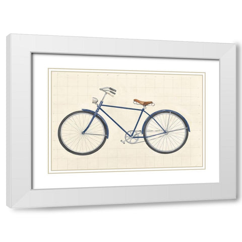 Flea Market Bicycle Navy White Modern Wood Framed Art Print with Double Matting by Wild Apple Portfolio